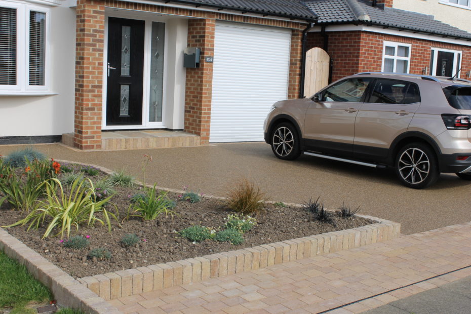 resin driveway and flower bed